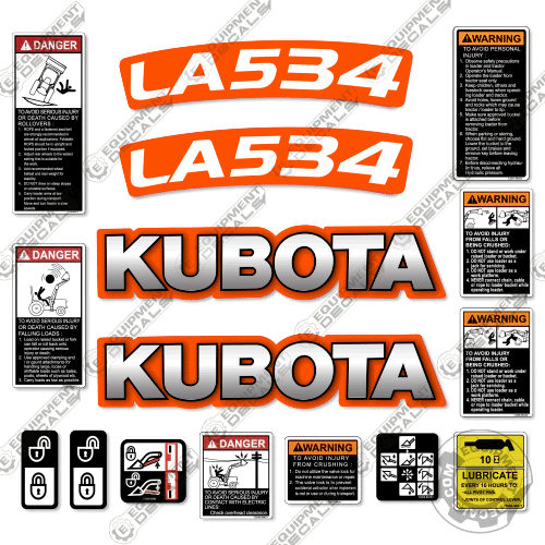 Fits Kubota LA534 Decal Kit Tractor Front End Loader Attachment 534, Kubota, la-534, la534