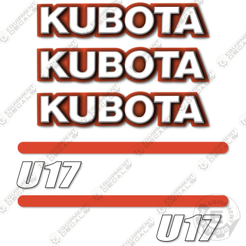 Fits Kubota U17 Decal Kit Mini Excavator 17, Kubota, u 17, u17