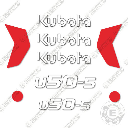 Fits Kubota U50-5 Decal Kit Mini Excavator 50, Kubota, u 50, u 50-5, u50