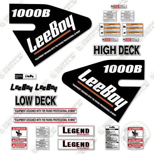 Fits LeeBoy 1000B Decal Kit Asphalt Paver 1000, 1000b, decal kit