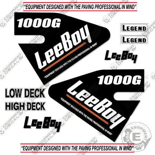 Fits LeeBoy 1000G Decal Kit Asphalt Paver 1000, 1000g, decal kit