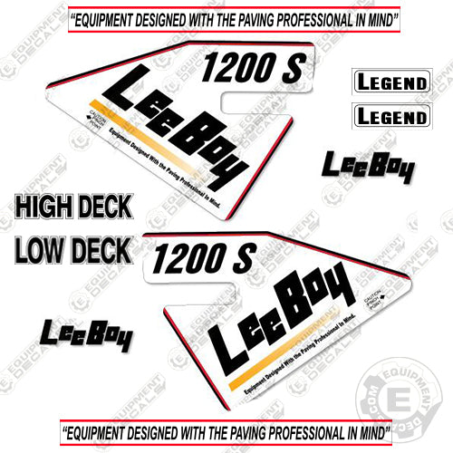 Fits LeeBoy 1200S Decal Kit Asphalt Paver 1200, 1200s, decal kit