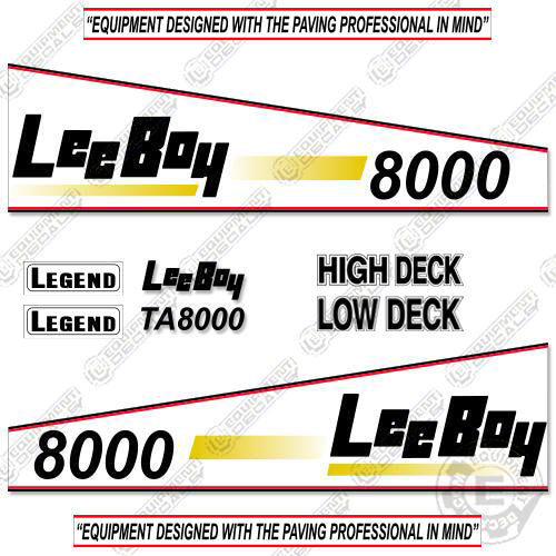 Fits LeeBoy 8000 Asphalt Paver Decal Kit decal kit