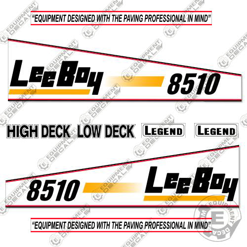 Fits LeeBoy 8510 Asphalt Paver Decal Kit (White Style) 8510, asphalt paver decals, decal kit, equipment decals, leeboy