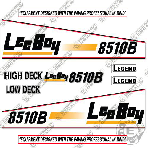 Fits LeeBoy 8510B Decal Kit Asphalt Paver (White Style) 8510, 8510b, asphalt paver decals, decal kit, equipment decals, leeboy