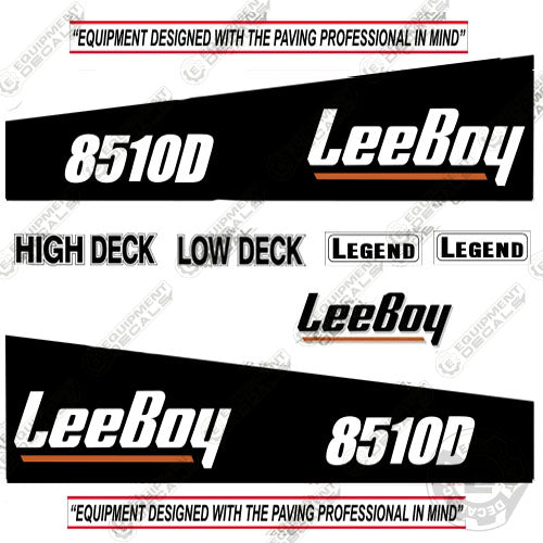 Fits LeeBoy 8510D Decal Kit Asphalt Paver (Black Version) 8510, 8510d, decal kit