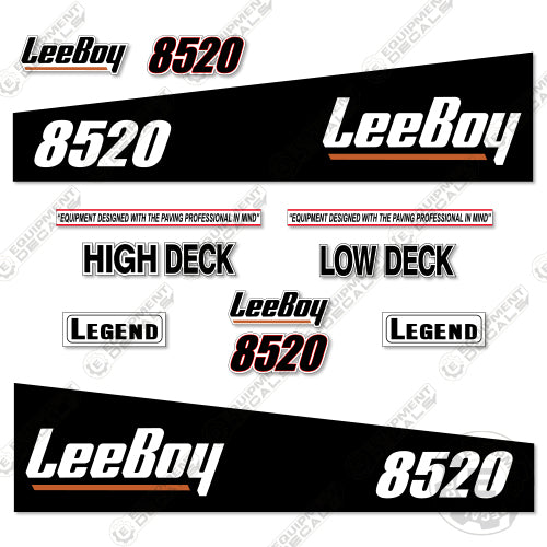 Fits LeeBoy 8520 Decal Kit Asphalt Paver (Black Version) 8520, decal kit