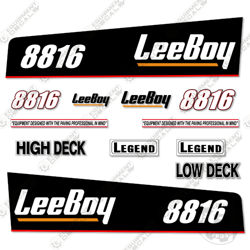 Fits LeeBoy 8616 Decal Kit Asphalt Paver (Black Version) 8616, asphalt paver decals, decal kit, equipment decals, leeboy