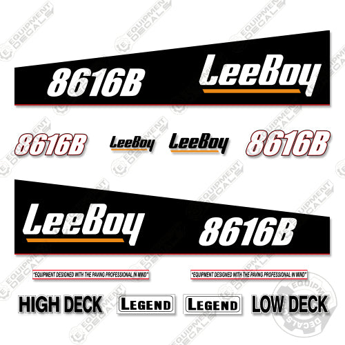 Fits LeeBoy 8616B Decal Kit Asphalt Paver 8616, asphalt paver decals, decal kit, equipment decals, leeboy