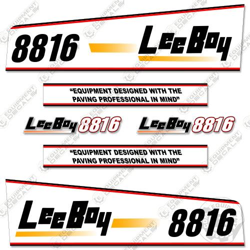 Fits LeeBoy 8816 Decal Kit Asphalt Paver (White Style) 8816, asphalt paver decals, decal kit, equipment decals, leeboy