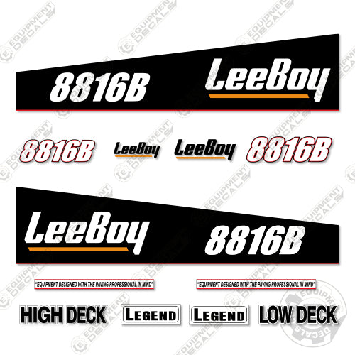 Fits LeeBoy 8816B Decal Kit Asphalt Paver (Black Style) 8816, 8816-b, 8816b, asphalt paver decals, decal kit, equipment decals, leeboy