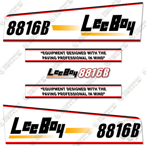 Fits LeeBoy 8816B Decal Kit Asphalt Paver (White Style) 8816, 8816-b, 8816b, asphalt paver decals, decal kit, equipment decals, leeboy