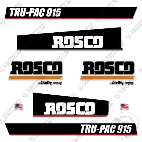 Fits Rosco TRU-PAC 915 Decal Kit Compactor - BLACK decal kit, leeboy