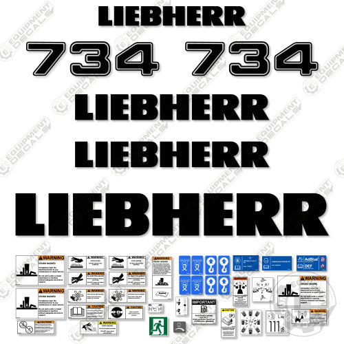 Fits Liebherr 734 Decal kit Dozer 734, decal kit