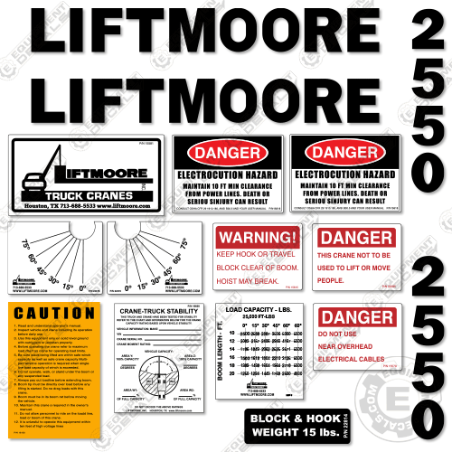 Fits Liftmoore 2550 Decal Kit Crane Truck 2550