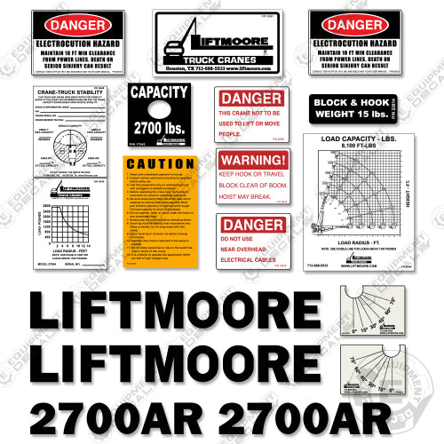 Fits Liftmoore 2700AR Decal Kit Crane Truck 2700, decal kit