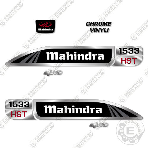 Fits Mahindra 1533 Decal Kit Tractor (Chrome/Black) decal kit