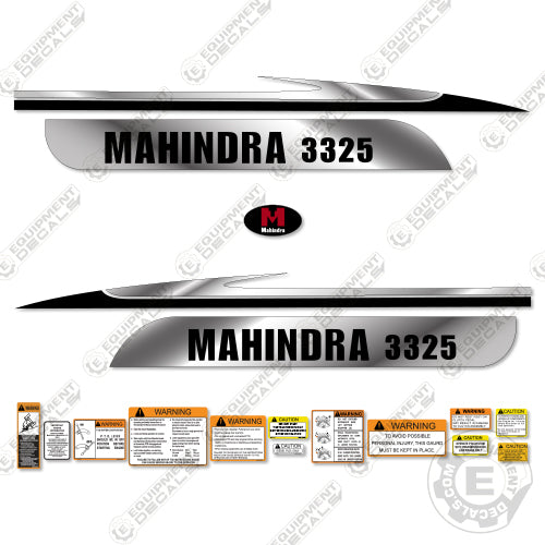 Fits Mahindra 3325 Decal Kit Tractor (Metallic Silver/Black) 3325, decal kit