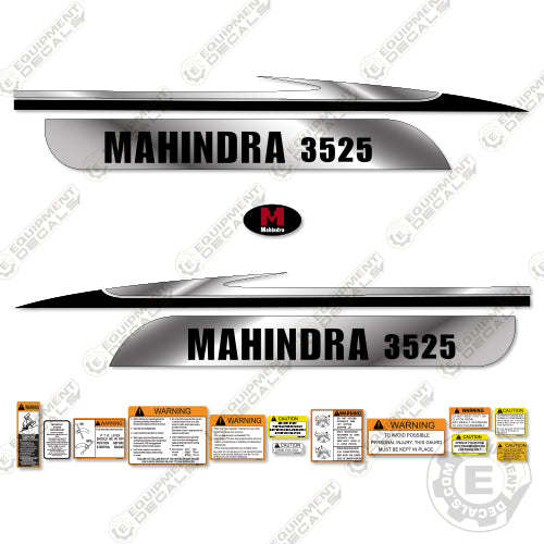 Fits Mahindra 3525 Decal Kit Tractor (Metallic Silver/Black) 3525, decal kit