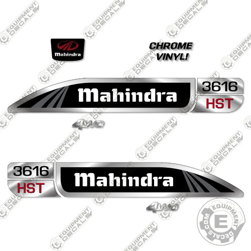 Fits Mahindra 3616 HST Decal Kit Tractor (Chrome/Black) 3616, decal kit, hst