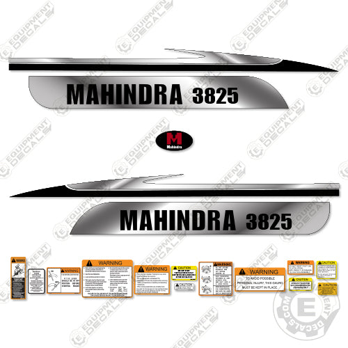 Fits Mahindra 3825 Decal Kit Tractor (Metallic Silver/Black) 3825, decal kit