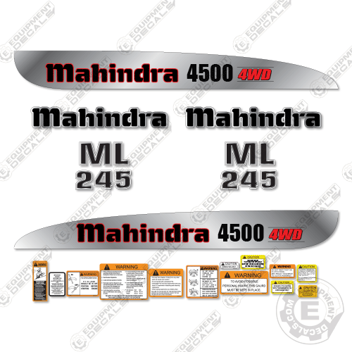 Fits Mahindra 4500 Decal Kit Tractor (Metallic Silver/Black) - PACKAGE decal kit