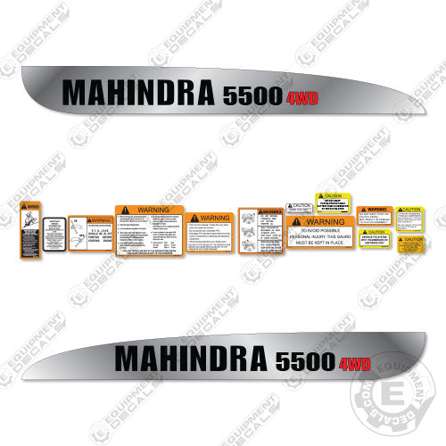 Fits Mahindra 5500 Decal Kit Tractor (Metallic Silver/Black) decal kit