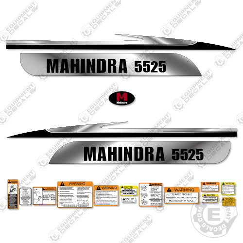 Fits Mahindra 5525 Decal Kit Tractor (Metallic Silver/Black) 5525, decal kit