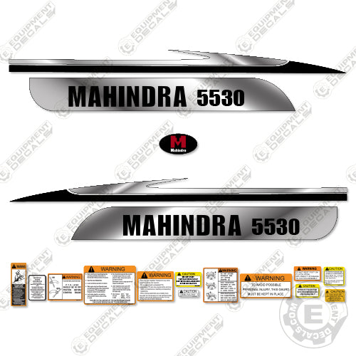 Fits Mahindra 5530 Decal Kit Tractor (Metallic Silver/Black) decal kit