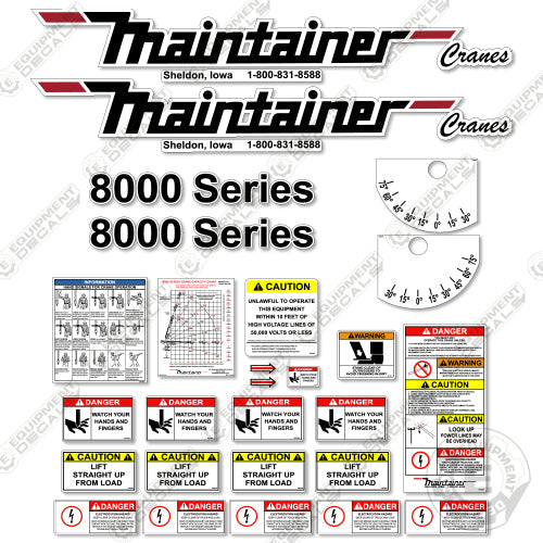 Fits Maintainer 8000 Decal Kit - Crane Safety 8000, decal kit