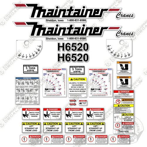 Fits Maintainer H6520 Decal Kit - Crane Safety 6520, decal kit, h6520