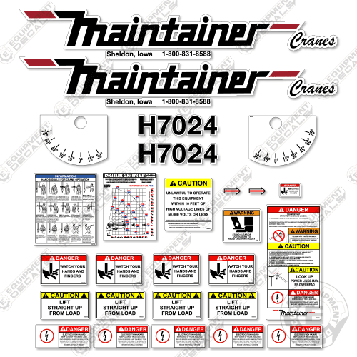 Fits Maintainer H7024 Decal Kit - Crane Safety 7024, decal kit, h7024