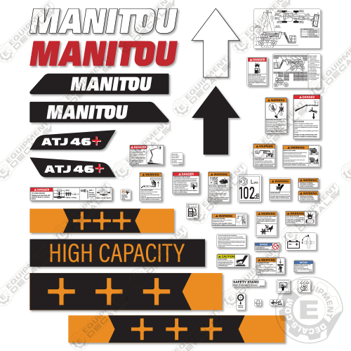 Fits Manitou ATHJ46+ Decal Kit Telescopic Forklift 46, atj, decal kit, telescopic, turbo