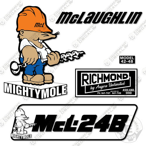 Fits McLaughlin MCL-24B Decal Kit Boring Machine decal kit