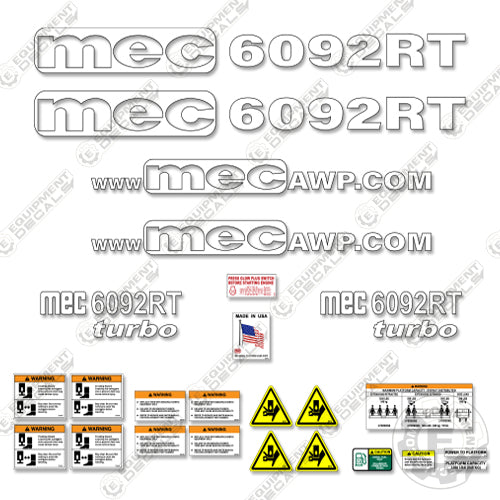 Fits MEC 6092RT Decal Kit Scissor Lift 6092, rt