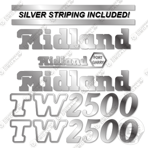 Fits Midland TW2500 Decal Kit Side Dump Trailer 2500, decal kit