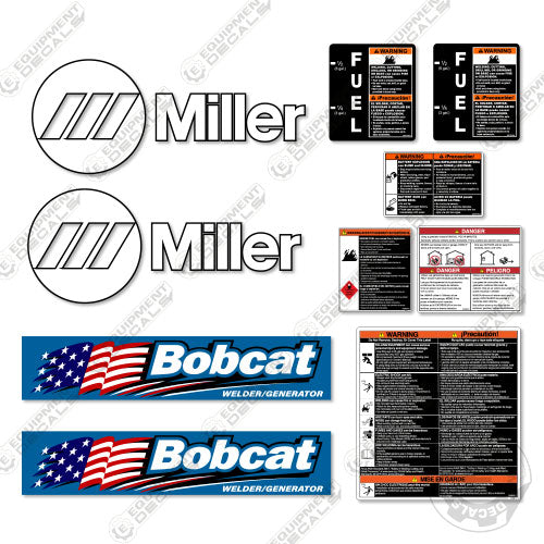 Fits Bobcat Miller 225 Decal Kit Generator Welder 225, decal kit