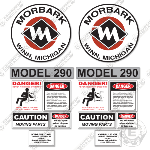 Fits Mobark Model 290 Decal Kit Wood Chipper decal kit