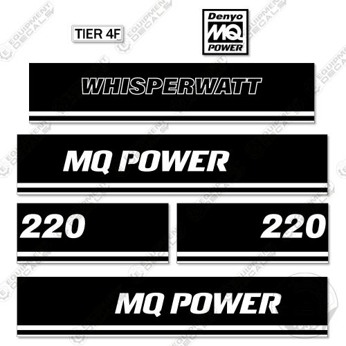 Fits Multiquip Whisperwatt 220 Decal Kit Generator - NEWER STYLE decal kit, mq, mq power, watt, whisper, whisper-watt, whisperwatt