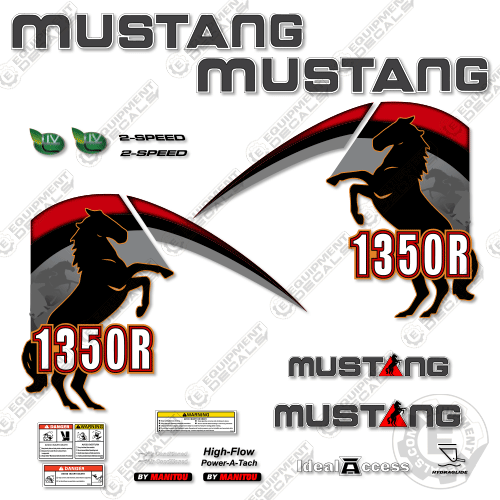 Fits Mustang 1350R Decal Kit Skid Steer 1350, 1350R, decal kit