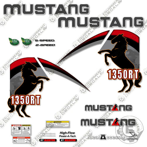 Fits Mustang 1350RT Decal Kit Skid Steer 1350, 1350R, 1350rt, decal kit