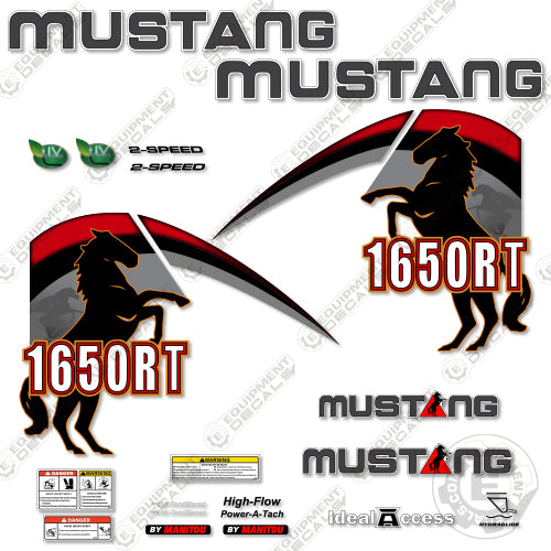 Fits Mustang 1650RT Decal Kit Skid Steer 1650, 1650rt, decal kit, rt