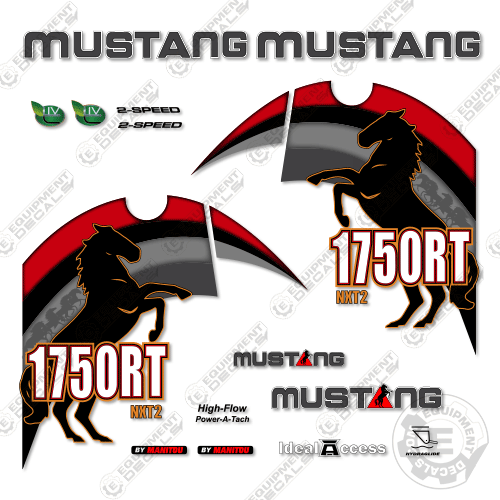 Fits Mustang 1750RT Decal Kit Skid Steer 1750, 1750 rt, 1750rt, decal kit, rt