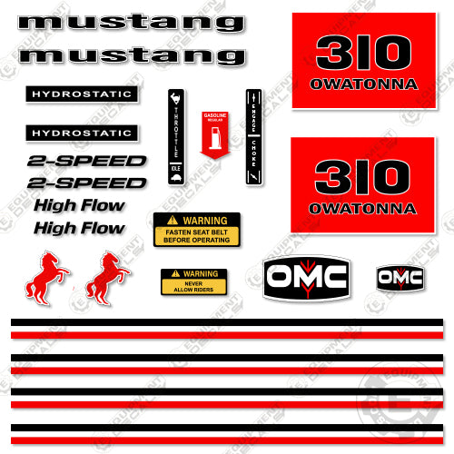 Fits OMC Mustang 310 Decal Kit Skid Steer 310, decal kit, omc