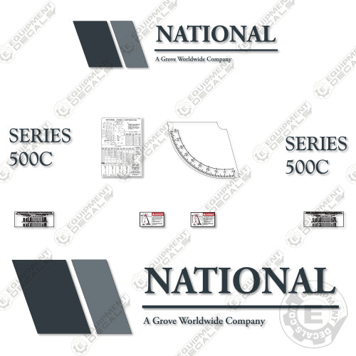 Fits National 500C Boom Crane Decal Kit boom, crane, decal kit, lift, manitowoc