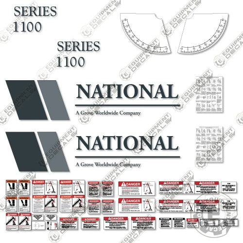 Fits National 1100 Boom Crane Decal Kit boom, crane, decal kit, lift, manitowoc