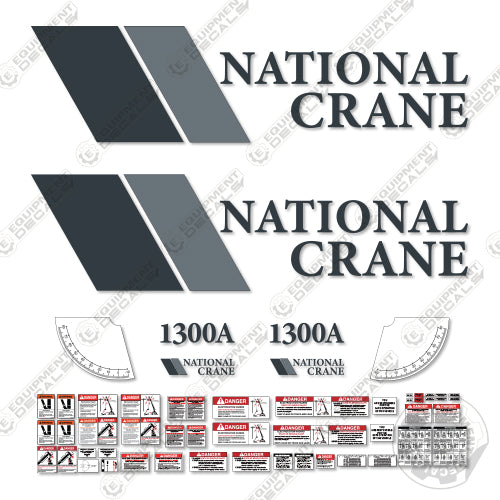 Fits National Crane 1300A Crane Truck Decal Kit 1300, 1300A, boom, crane, decal kit, lift, manitowoc