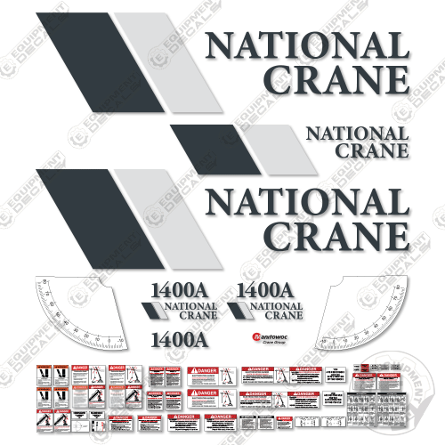 Fits National Crane 1400A Crane Truck Decal Kit 1400, 1400A, boom, crane, decal kit, lift, manitowoc