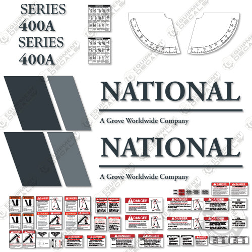 Fits National 400A Decal Kit Crane 400, 4004, boom, crane, decal kit, lift, manitowoc