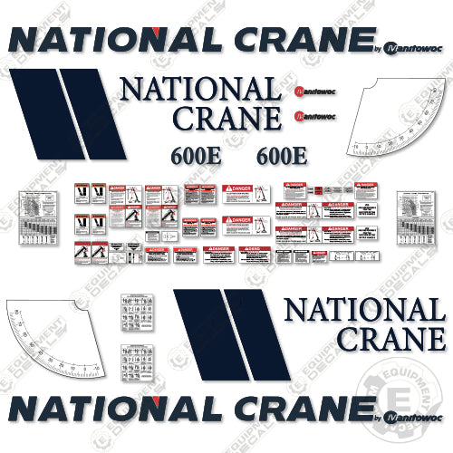 Fits National Crane 600E Decal Kit 600, 600e, boom, crane, decal kit, lift, manitowoc